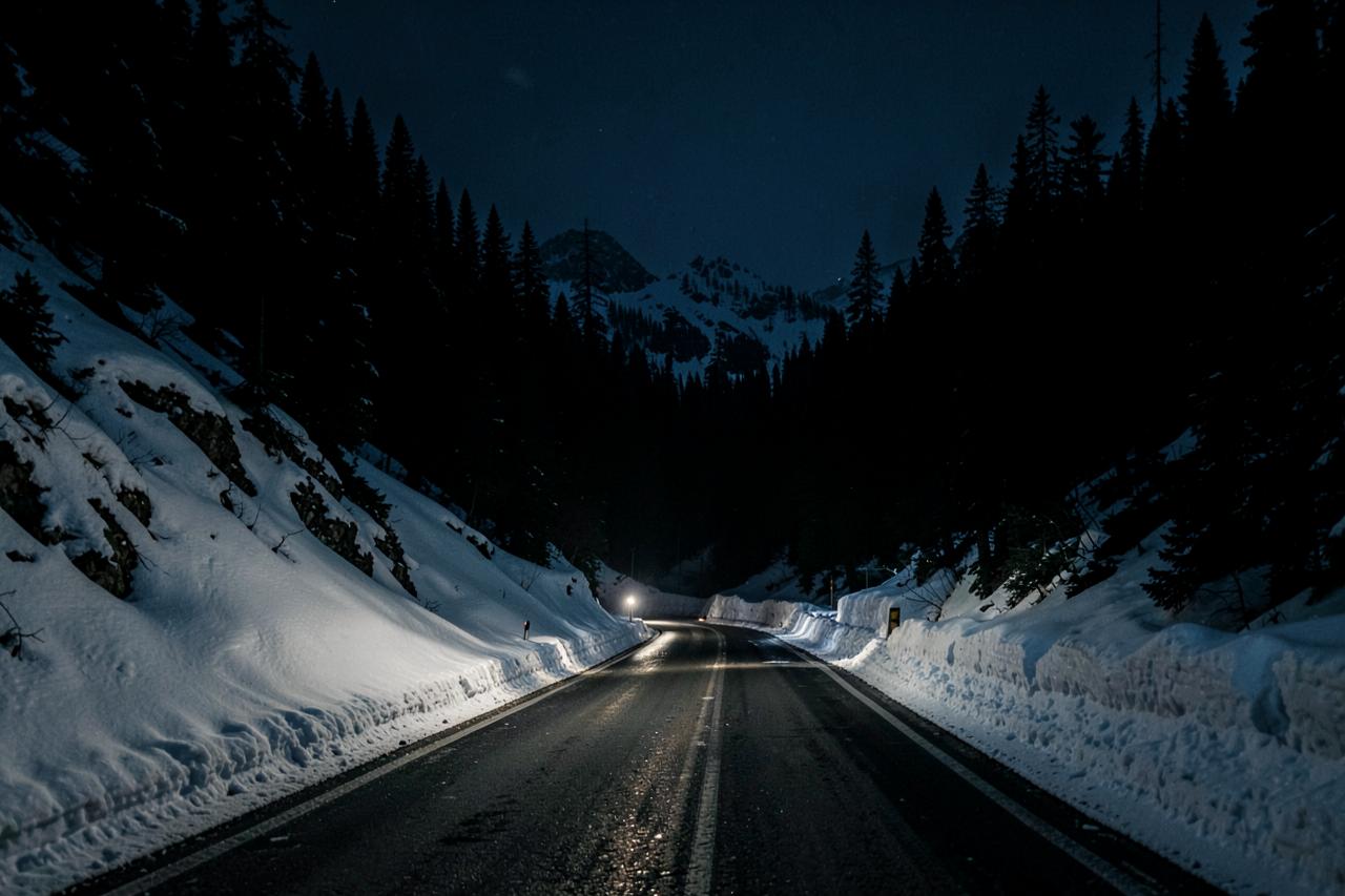Winterliche Alpenstraßen